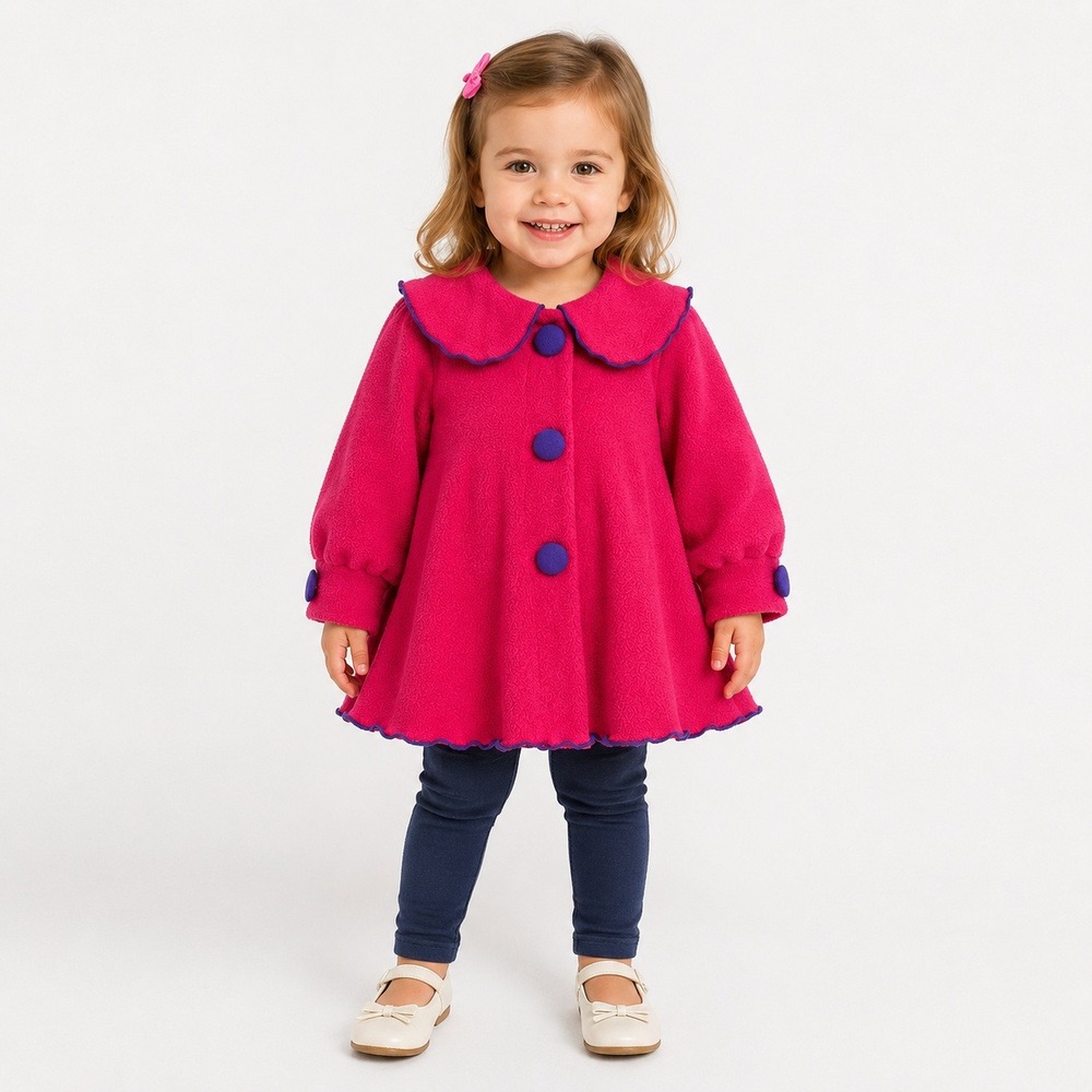 Koala Kids Fleece Swing Coat Pink Purple Trim Toddler Girls 24M Y2K